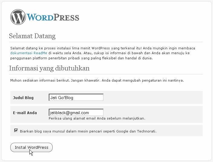 Install WordPress 1